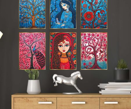 Set of Six Wall Paintings for Wall Dacoration Golden Framed Wall Paintings for Living Room & Bedroom Wall Art for Home Decoration & Office Wall Décor (13x10 inch CH-GD6-1)