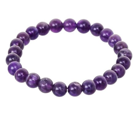 Amethyst Plain Bracelet for Women Men's Gifts - Protection Healing Crystal Bracelet - 8mm Gemstone Beaded Adjustable
