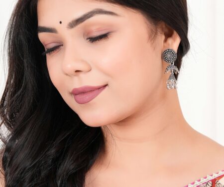 Women Traditional Silver AZ838-OXidised Jhumka Set | German Silver Chand Baliyan & Jhumkas Earrings for Women | Birthday & Anniversary Gift -AZ838-OX-ER51