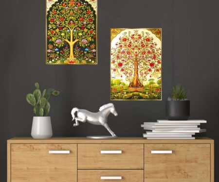 Set of Two Wall Paintings for Wall Dacoration Golden Framed Wall Paintings for Living Room & Bedroom Wall Art for Home Decoration & Office Wall Décor (14x11 inch CH-GD2-17)