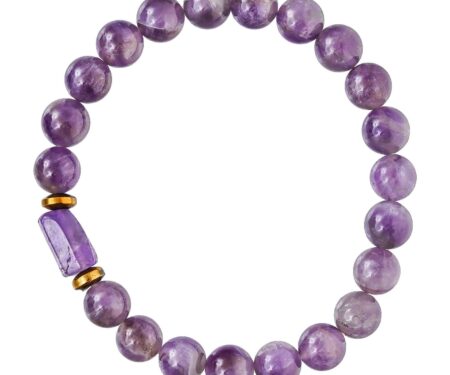Amethyst Tumbler Bracelet for Women Men's Gifts - Protection Healing Crystal Bracelet - 8mm Gemstone Beaded Adjustable