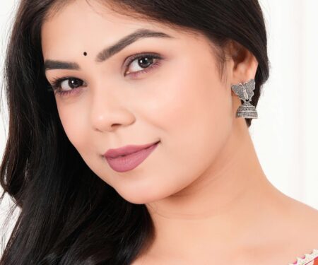 Women's Indian Traditional AZ838-OXidised Silver Earrings For Women | Butterfly Design Jumki Wedding Wear