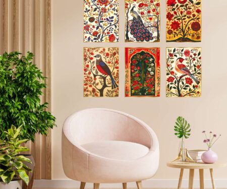 Set of Six Wall Paintings for Wall Dacoration Golden Framed Wall Paintings for Living Room & Bedroom Wall Art for Home Decoration & Office Wall Décor (13x10 inch CH-GD6-9)