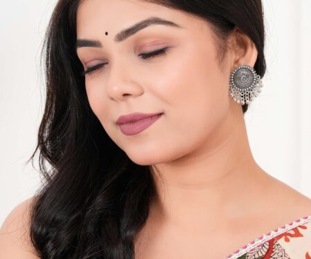Earrings for Women Traditional Silver AZ838-OXidised Jhumka Set | German Silver Chand Baliyan & Jhumkas Earrings | Birthday & Anniversary Gift -AZ838-OX-ER32