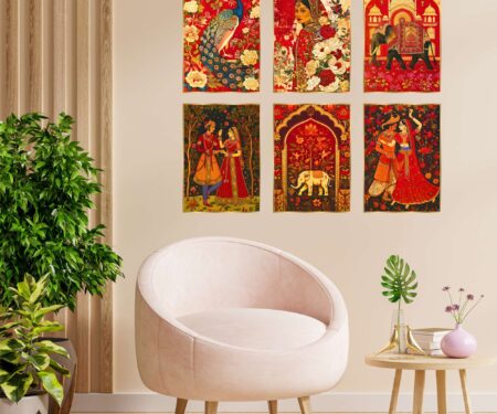 Set of Six Wall Paintings for Wall Dacoration Golden Framed Wall Paintings for Living Room & Bedroom Wall Art for Home Decoration & Office Wall Décor (13x10 inch CH-GD6-11)