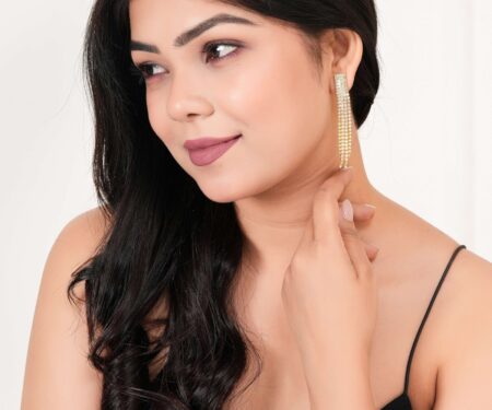 Women's Rose Gold Color Long Danglers Earrings for Women Party Wear