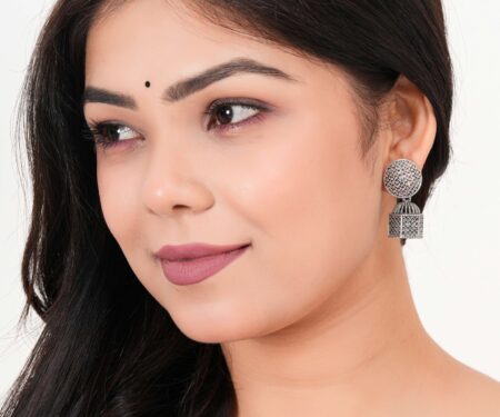 Earrings for Women Traditional Silver AZ838-OXidised Jhumka Set | German Silver Chand Baliyan & Jhumkas Earrings | Birthday & Anniversary Gift -AZ838-OX-ER33