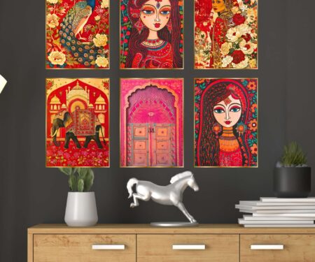 Set of Six Wall Paintings for Wall Dacoration Golden Framed Wall Paintings for Living Room & Bedroom Wall Art for Home Decoration & Office Wall Décor (13x10 inch CH-GD6-5)