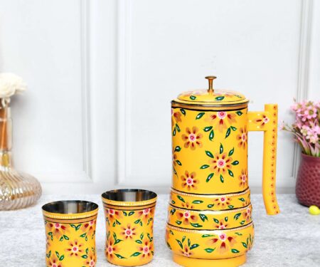 ALUMINIUM JUG WITH GLASS