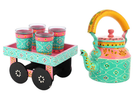 ALUMINIUM TEA KETTLE WITH 4 GLASS