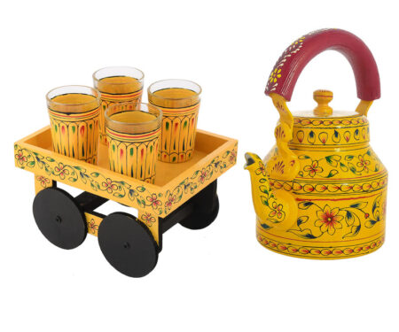 ALUMINIUM TEA KETTLE WITH 4 GLASS