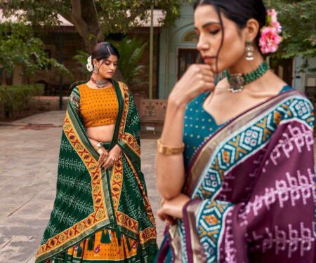 Women's Traditional Printed Lehenga Choli Set with Bandhani Dupatta ? Festive & Navratri Wear