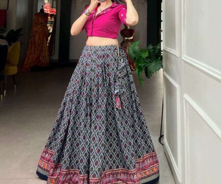 Women's Printed Ethnic Lehenga Choli Set with Embroidered Blouse ? Stylish Festive Wear