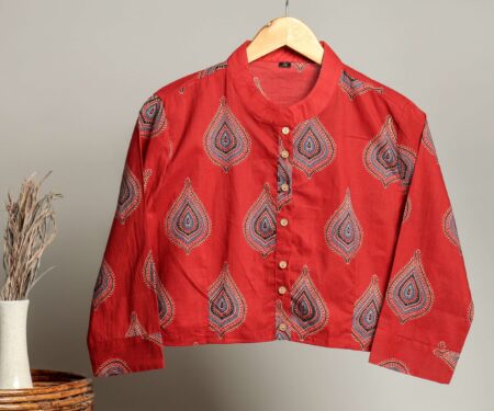 Handmade Block Print Cotton for Women ? Ethnic Floral Printed Top with Long Sleeves