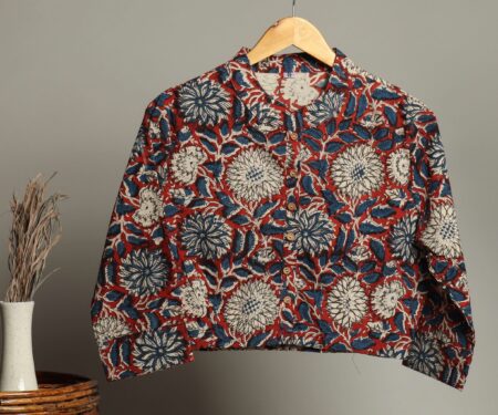 Handmade Block Print Cotton for Women ? Ethnic Floral Printed Top with Long Sleeves